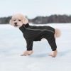 Dog Winter Coat with Legs,Water Resistant Dog Jumpsuit,Full Body Dog Clothes,Fleece Lined Dog Jacket,Reflective Zipper up Closure Snowsuit Ideal for Small Medium Dog Outdoor-Black-S