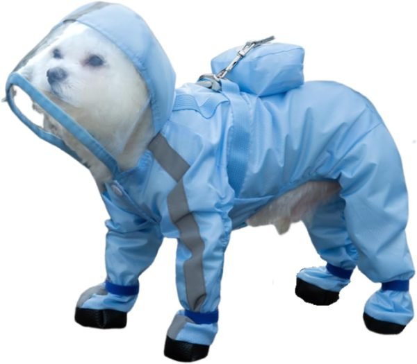 Full Coverage Small Dog Raincoat, Waterproof with Four-Leg Protection, Ideal for Teddy Bears, Includes Waterproof Mini Backpack (Yellow New, XX-Large(Recommended Weight:15-22 Pounds))