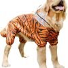 Large Dog Raincoat with Leash Hole, Full Coverage Slicker Dog Rain Coat Hoodie, Animal Shape Waterproof Jacket for Small Medium Large Dogs Dinosaur 4XL
