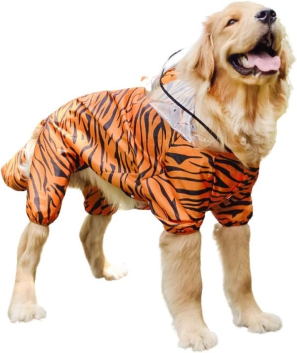 Large Dog Raincoat with Leash Hole, Full Coverage Slicker Dog Rain Coat Hoodie, Animal Shape Waterproof Jacket for Small Medium Large Dogs Dinosaur 4XL