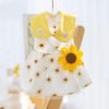 61dbM_gemSL._AC_SL1500 Dog Dress Soft Breathable Puppy Dresses Elegant Princess Lace Floral Pet Dress with Sunflower for Small Dog