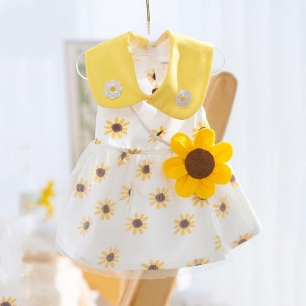 61dbM_gemSL._AC_SL1500 Dog Dress Soft Breathable Puppy Dresses Elegant Princess Lace Floral Pet Dress with Sunflower for Small Dog
