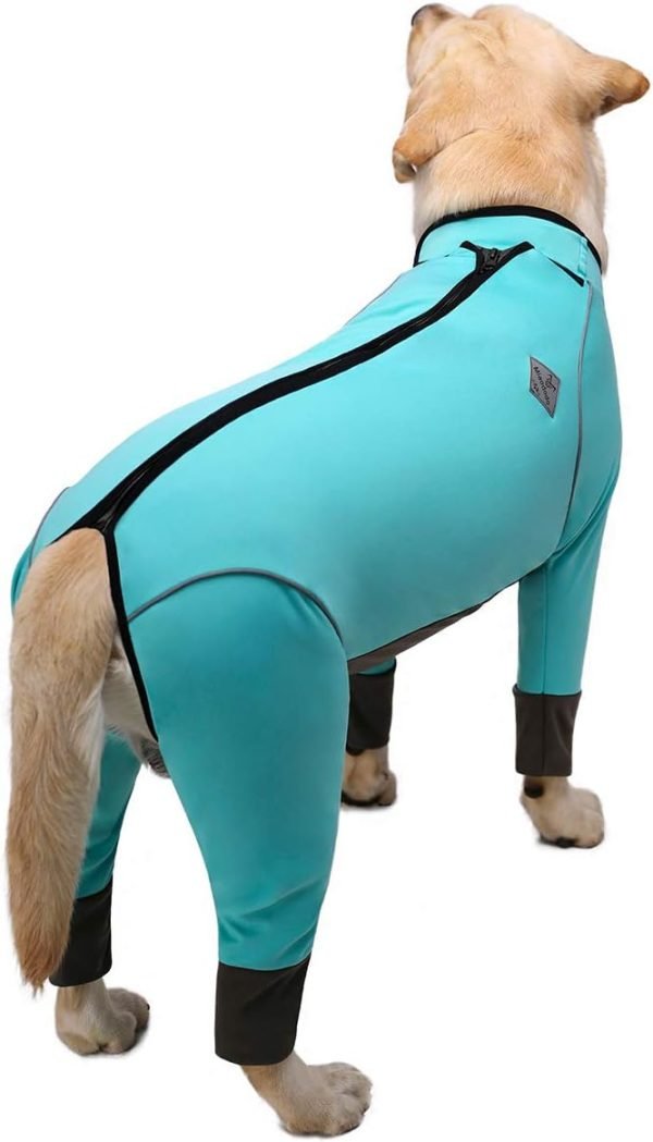 Dog Jumpsuit for Medium Large Dogs，4 Legged Recovery Dog Onesie Large Size Dog,Waterproof Blue Zip Up Dog Clothes,Big Dog Pajamas Pjs Gifts Girl Boy,Full Belly (Blue, 36)