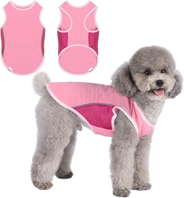 UPF 50+ Sun Protection Dog Shirt,Quick-Dry Soft Dog Clothes for Medium Dogs Boy, Breathable Lightweight Dog Tshirts with Reflective Strip Sleeveless Dog Vest Pet Apparel Cat Outfit