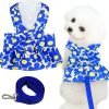 Dog Dresses for Small Dogs Girl Puppy Dresses with Leash Bow Harness Dress for Small Medium Dogs Summer Pet Floral Dresses with D-Ring Female(Yellow S)