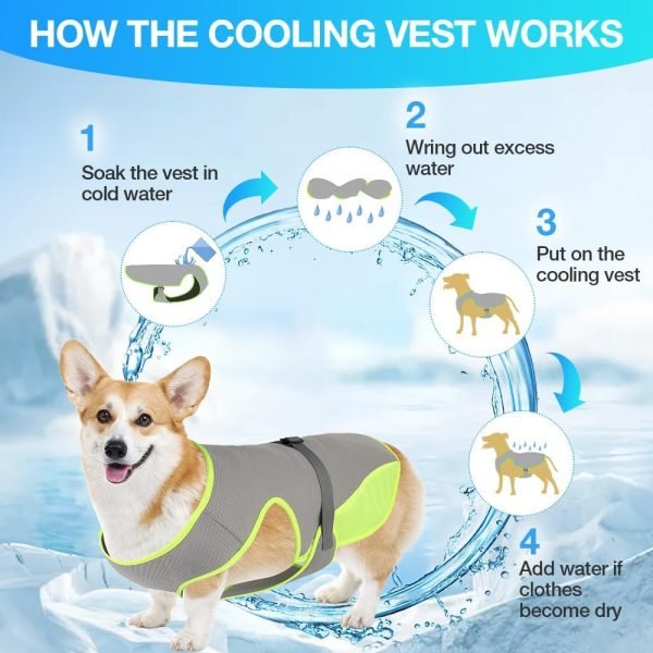 Dog Cooling Vest for Summer, Lightweight Jacket Dog Cooling Shirt, UV Protection Cooling Harness for Outdoor Activity with Breathable Mesh(Grey, X-Large)