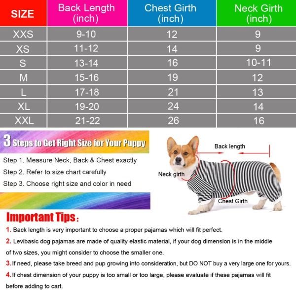 Dog Pajamas Cotton Striped Pup Jumpsuit, Breathable 4 Legs Basic Pjs Shirts for Puppy and Cat, Super Soft Stretchable Dog Jammies for Boys and Girls (Small, Pink+Green)