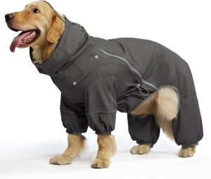 Dog Raincoat, Extra Waterproof Dog Rain Jacket for Wet Weather|Full Wrap Design for Full Protection, Adjustable&Easy to Wear, Features Detachable Cap and Reflective Strip，Size 2XL