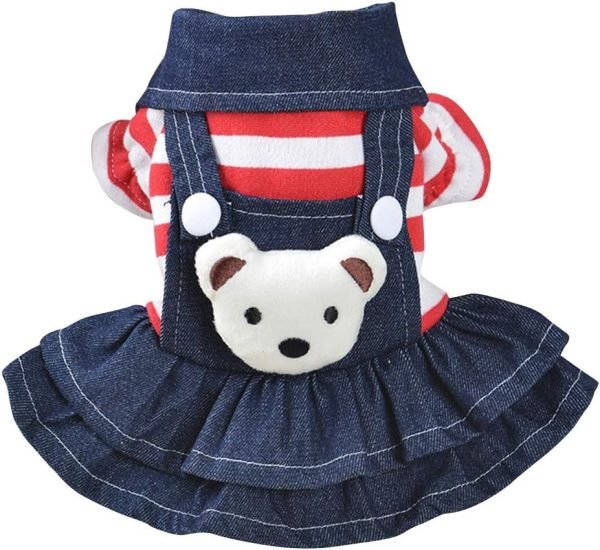 Small Dog Denim Dress: Dog Denim Jumpsuit Puppy Dresses Dog Apparel Small Dog Costume Pet Jean Skirt Dog Clothes for Small Dogs Girl，Size S