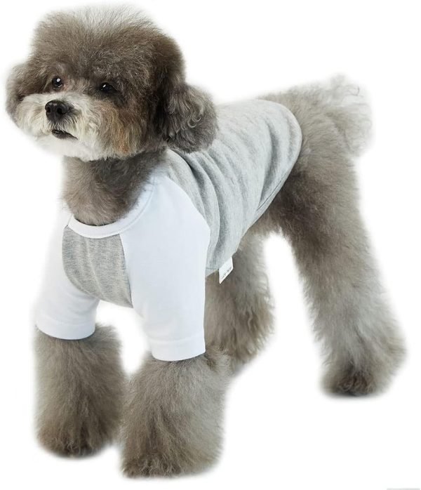 Dog Shirt for Small and Large Dogs Raglan Cotton T-Shirts Soft Breathable Dog Shirts pet Clothes Gray Series (Large, Gray/Mint)