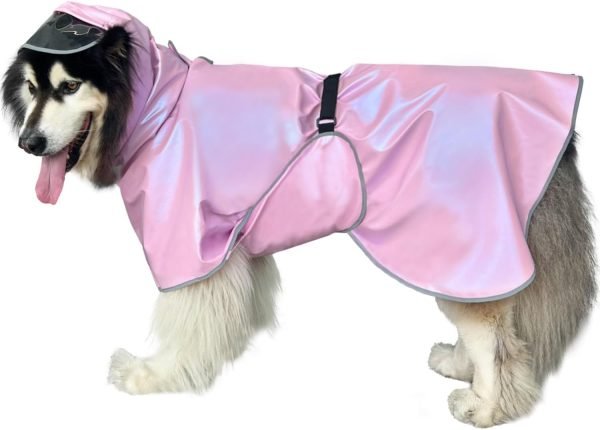 Dog Raincoat Hooded Slicker Poncho - Reflective Lightweight Pet Rain Jacket Coat,Dog Waterproof Raincoat with Adjustable Belly Strap for Small,Medium, Large Dogs