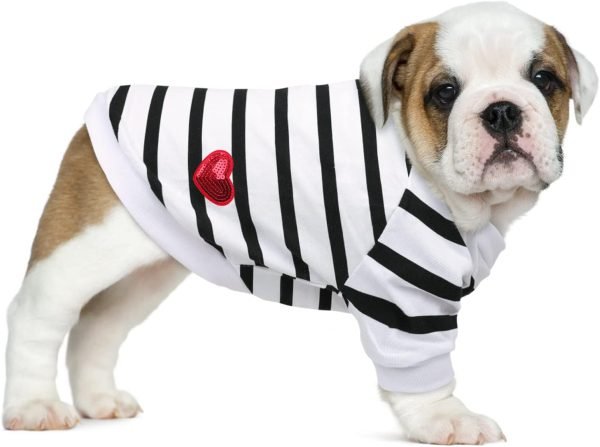 Pet Dog Striped T-Shirt Dogs Cats Cotton Vest Spring Summer Pet Apparel Tee Shirt Suitable for Small and Medium Large Pets French BullDog Bichon