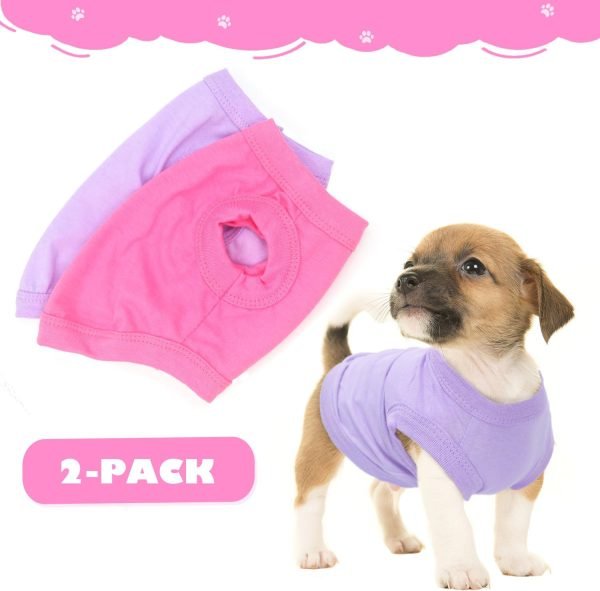 Generic 2 Pack Dog Clothes for Small Dogs Girl Summer Female Dog Shirt Teacup Yorkie Chihuahua Clothes Breathable Lightweight Soft Puppy Clothing Apparel Dog Outfit XXS,Pink,Purple, Rose,Purple