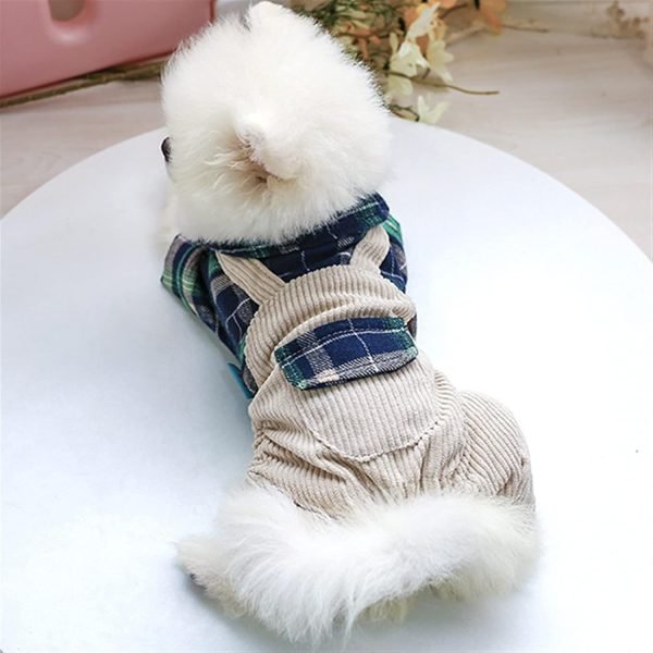 Dog Hoodies Dog Puppy Clothes Green Grid Student Overalls Pet Cat for Teddy Schnauzer Chihuahua Bichon for Small Dog Cute Clothing (Color : Green, Size : XL)