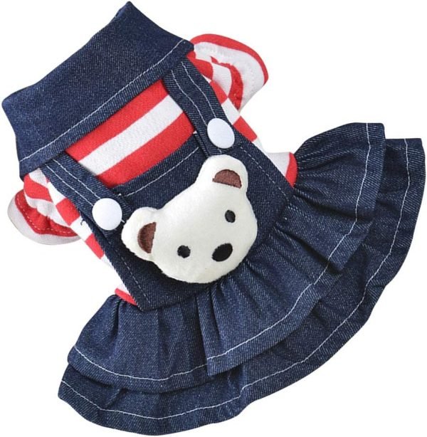 Small Dog Denim Dress: Dog Denim Jumpsuit Puppy Dresses Dog Apparel Small Dog Costume Pet Jean Skirt Dog Clothes for Small Dogs Girl，Size S
