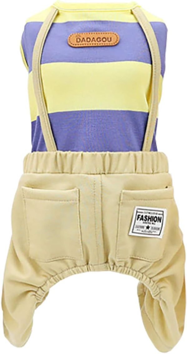 Dog Shirt Clothes T Shirts Stripe Shirts 4 Legs Casual Shirt Overalls Cool Summer Onesie Tank Top Vest Dog Shirts for Small Dog Puppy Cat (Yellow, L)