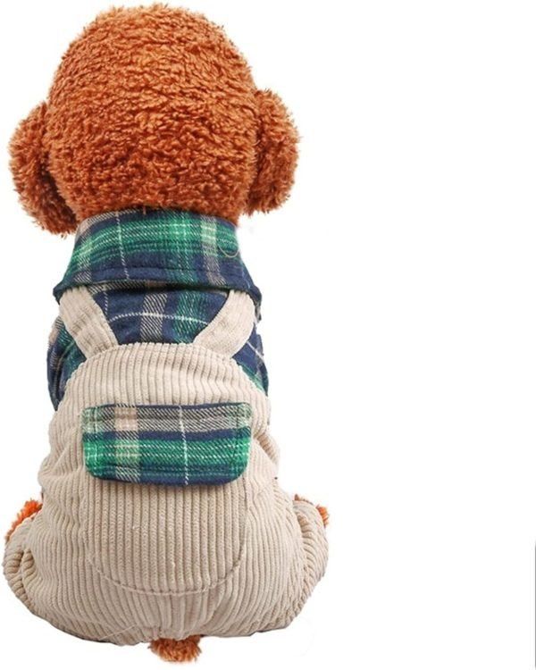 Dog Hoodies Dog Puppy Clothes Green Grid Student Overalls Pet Cat for Teddy Schnauzer Chihuahua Bichon for Small Dog Cute Clothing (Color : Green, Size : XL)