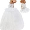 Dog Wedding Detachable Dress Breathable Tulle Tutu Doggie Apparel Skirts Clothes Pet Outfits for Small Dogs Birthday Party Dresses (Pink, M)