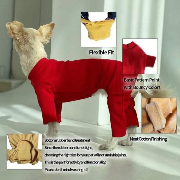 Basic Soft Dog Pajamas for Small Dog Onesie Doggie Jammies Dog Shirt Stretchable Dog Jumpsuit Bodysuit pjs (Small, Basic Mustard)
