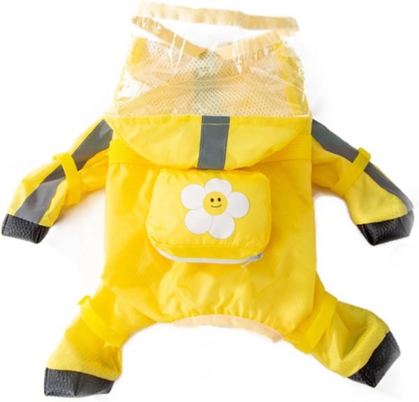 Dog Raincoat, Clear Hooded Raincoat, Portable Waterproof Poncho with Reflective Trim and Storage Bag for Small Dogs, Medium Dogs, Large Dogs. (Small, Clouds-Blue)