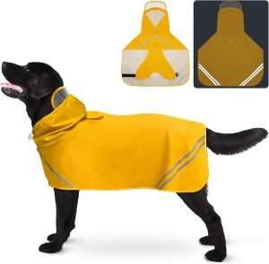 Dog Raincoats for Large Dogs, Waterproof Adjustable Pet Raincoat Jacket, Reflective Strip Hoodie, Rain Poncho Jacket for Medium Large Dogs(L)