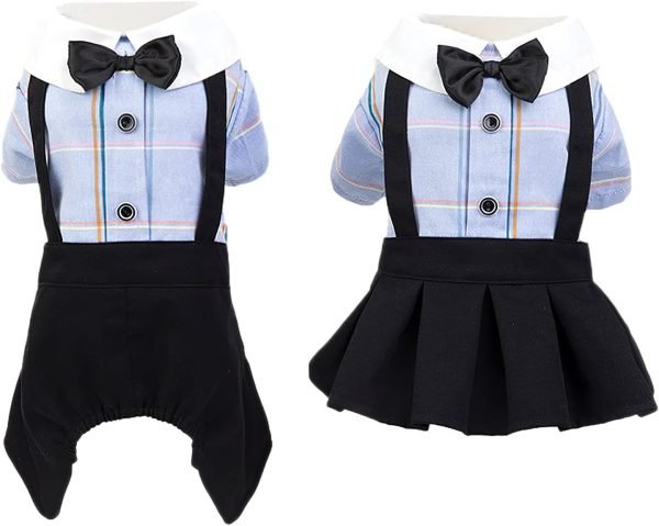 61yUsifmGIL._AC_SL1500_4b111fd5-98a0-40bf-aff1-b8e370595d93 Yellow Dog Overalls Pet Couples Dress Pant Plaid Puppy T-Shirts Jumpsuit Clothes for Small Medium Dogs Cats for Party Birthday, M
