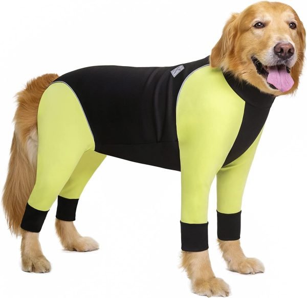 Dog Jumpsuit for Medium Large Dogs，4 Legged Recovery Dog Onesie Large Size Dog,Waterproof Blue Zip Up Dog Clothes,Big Dog Pajamas Pjs Gifts Girl Boy,Full Belly (Blue, 36)