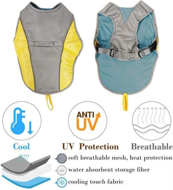 Cooling Harness Vest for Dogs French Bulldog Summer Cooling Vest Outdoor Dog Jacket Safety Reflective Vest Cooler Jacket Sun-Proof Pet Coat Vest for Frenchie(M)