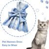 710X28g8GnL._AC_SL1200 Cute Dog Dress, Plaid Harness Leash Set for Small Dogs Cats, Spring Summer Girl Princess Dog Bow Tie Dresses, Puppy Outfits Yorkie Chihuahua Dog Clothes for Wedding Festive Everyday Use