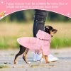 Waterproof Dog Raincoat Jacket with Hood Lightweight Adjustable Drawstring Dog Raincoat Poncho for Small Medium Puppy (Pink, M)
