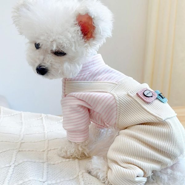 Dog Cartoon Jumpsuit for Small Dog Plaid Shirts Sweater Corduroy Pants Jumpsuit Stylish Puppy Bib Overalls Apparel Boy Girl Dogs
