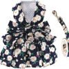 Dog Dress Bowknot Harness Leash Set for Small Dogs Cats Daisy Floral Girl Dog Dresses Cute Puppy Princess Clothes Pet Doggy Outfits Spring Summer Breathable Dresses(Small, Navy Blue)