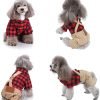 Small Dog Clothes Red Plaid Shirt Khaki Overalls Pants Jumpsuit Outfits Cool Pet Clothes for Small Dogs Cats Boy Girl, Jeans Onesies Pjs Apparel Halloween Christmas Costume Birthday Party Dress