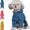 Waterproof Puppy Dog Raincoats with Hood for Small Medium Dogs,Poncho with Reflective Strap, Lightweight Jacket with Leash Hole(M, Blue)