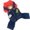 SELMAI Dog Outfits for Small Dogs Boy Girl Spring Shirts Denim Bib Pants 2 Pockets Jumpsuits One Piece Apparel for Cats Puppies Chihuahua Clothes Adorable Overall for Medium Pet 4 legs Autumn Red XS