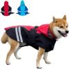 7172AK_m7HL._AC_SL1500 Waterproof Dog Raincoats with Hood for Medium Large Dogs, Poncho with Reflective Strap, Lightweight Jacket with Leash Hole. Red