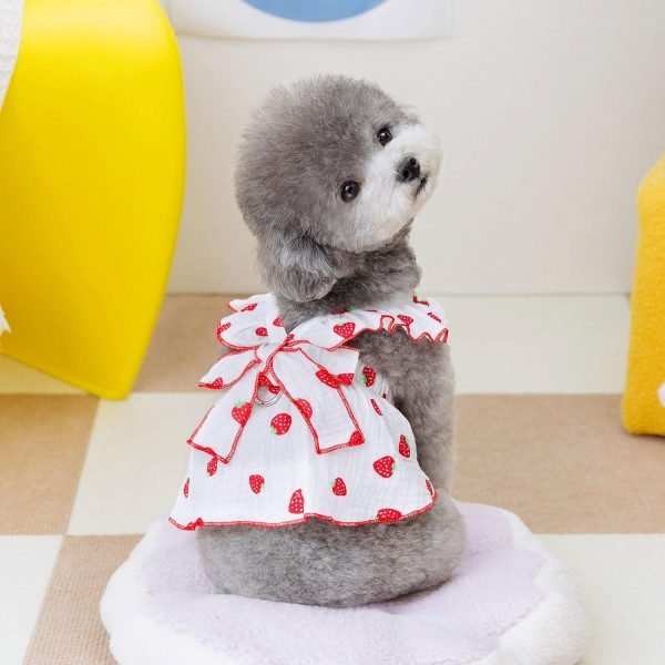 Dog Dresses for Small Dogs Girl Female Dog Clothes Cat Clothes Cat Dress Cute Cotton Extra Small Summer Clothes Bow Decor Printed Strawberry Dog Birthday Outfit Small Puppy Clothes White XL