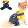 SELMAI Dog Outfits for Small Dogs Boy Girl Spring Shirts Denim Bib Pants 2 Pockets Jumpsuits One Piece Apparel for Cats Puppies Chihuahua Clothes Adorable Overall for Medium Pet 4 legs Autumn Red XS