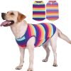 718S4D8pEBL._AC_SL1500 Dog Shirts Cotton Striped T-Shirts, Breathable Basic Vest for Puppy and Cat, Super Soft Stretchable Doggy Tee Tank Top Sleeveless, Fashion & Cute Color for Boys and Girls (XXL, Rainbow)