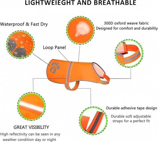 Reflective Safety Dog Vest, High Visibility Keep Dogs Visible Outdoor Activity Day and Night, Hunting and Walking, Dog Jacket for Small Medium and Large Dogs (Blaze Orange, L)