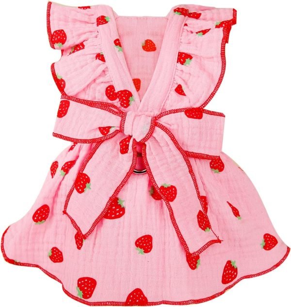 Dog Dresses for Small Dogs Girl Female Dog Clothes Cat Clothes Cat Dress Cute Cotton Extra Small Summer Clothes Bow Decor Printed Strawberry Dog Birthday Outfit Small Puppy Clothes White XL
