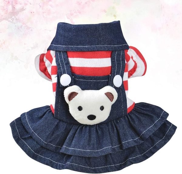Small Dog Denim Dress: Dog Denim Jumpsuit Puppy Dresses Dog Apparel Small Dog Costume Pet Jean Skirt Dog Clothes for Small Dogs Girl，Size S