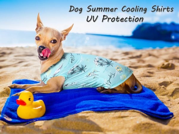 Dog Summer Cooling Shirts,Sun Protection Quick Dry Mesh Breathable Large UV Protection Tee-Shirt,Red+Blue L