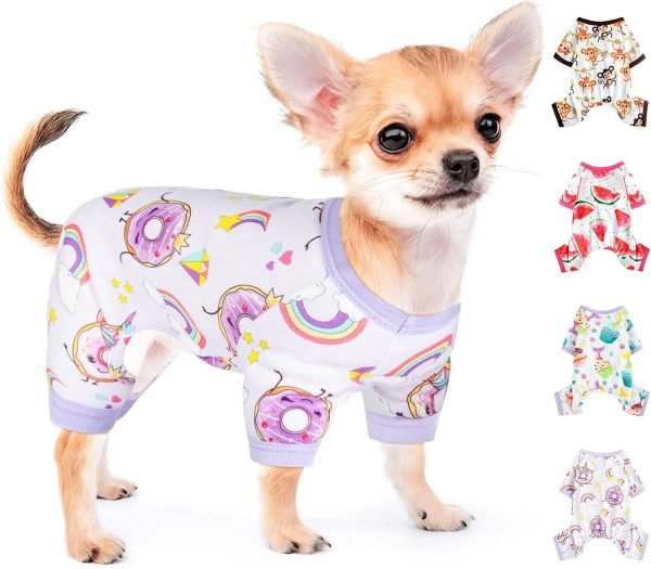71E3NQzj84L._AC_SL1500 Pet Clothes Puppy Clothes for Small Dogs Boy Girl - Soft Stretch Dog Pajamas Dog Jumpsuit Cute Avocado Pattern Dog Pjs Shirts Dog Outfits Onesies for Chihuahua Yorkshire Teacup Dogs Cat Clothing