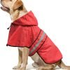 71E4KSYkHxL._AC_SL1500 Waterproof Dog Raincoats - Adjustable Lightweight Pet Rain Coat Dog Slicker Poncho, Safety Dog Raincoats with Reflective Strip and Leash Hole for Small, Medium, Large Dogs (X-Large, RED)