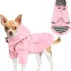 Waterproof Dog Raincoat Jacket with Hood Lightweight Adjustable Drawstring Dog Raincoat Poncho for Small Medium Puppy (Pink, M)
