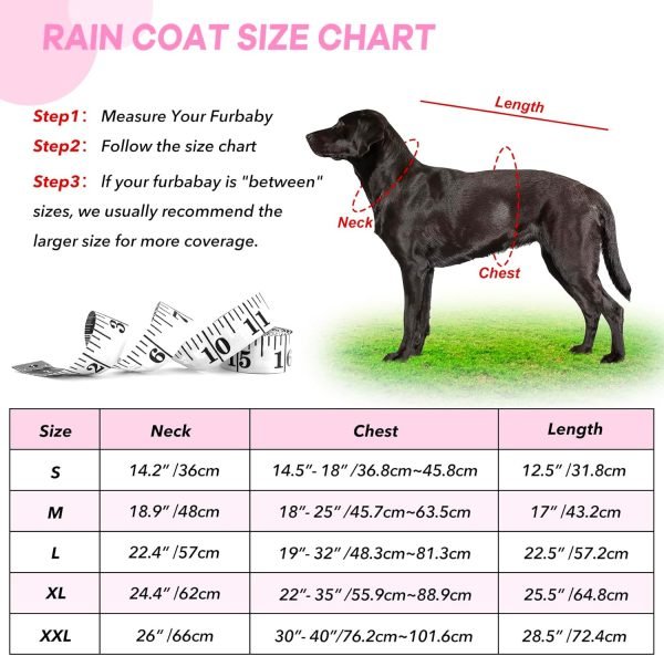 Reflective Dog Raincoat - Waterproof Dog Rain Jacket Hooded Poncho Lightweight Dog Rain Coat with Transparent Cap Brim (Medium, Pink)