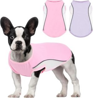 2 Pcs Dog Cooling Shirt Lightweight Breathable Cooling Vest for Summer Dog Beach Walking Hiking (Pink+Grey, l)