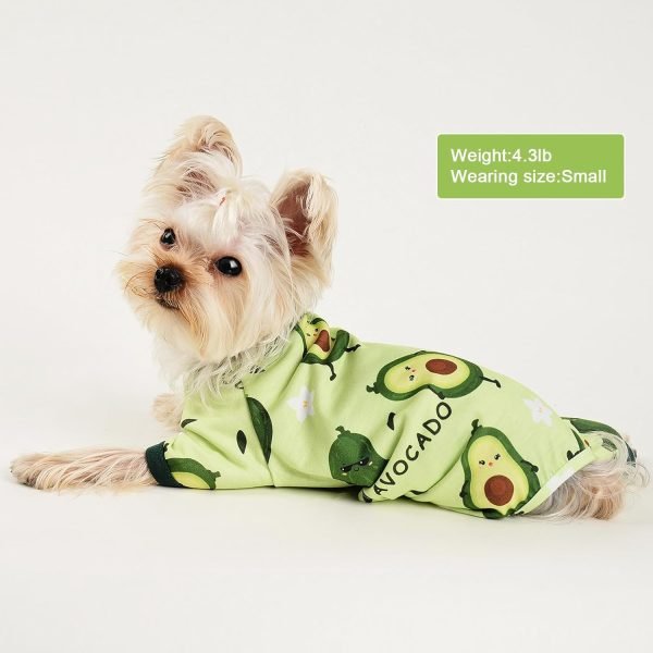 71H34jmhJGL._AC_SL1500 Pet Clothes Puppy Clothes for Small Dogs Boy Girl - Soft Stretch Dog Pajamas Dog Jumpsuit Cute Avocado Pattern Dog Pjs Shirts Dog Outfits Onesies for Chihuahua Yorkshire Teacup Dogs Cat Clothing