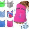 Dog Clothes Summer Cool Down, 3 Layers Special Water Cooling Materials, Reversible, Wet Reveal, Reflective Dog Cooling Vest Dog Coat, Having Dog Harness Hole for Small Medium Large Dog
